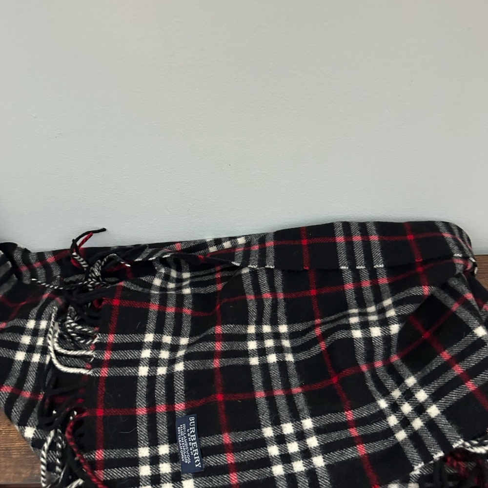 Burberry Red and Black Checkered Lambswool Scarf - Picture 2 of 2